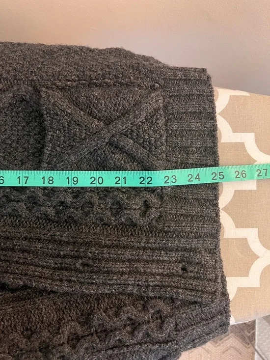 Aran Crafts Merino Wool Charcoal Cable Knit Shawl Collar Cardigan Sweater - Picture 6 of 7